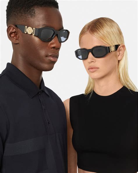 black polarized mens medusa versace sunglasses|Versace 60mm embellished oval sunglasses.